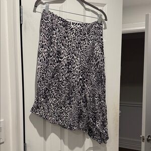 Ellie Tahari Leopard Print Asymmetrical Midi Skirt - Black & White